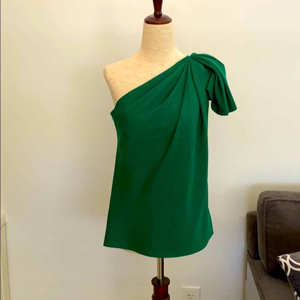 Emerald green Limited one shoulder cap sleeve top